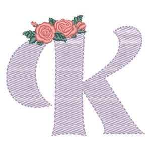Floral Alphabet Letter K (Quick Stitch) Embroidery Design