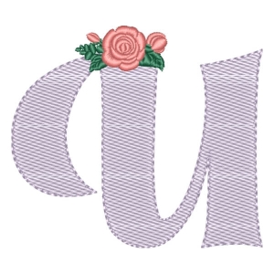 Floral Alphabet Letter U (Quick Stitch) Embroidery Design