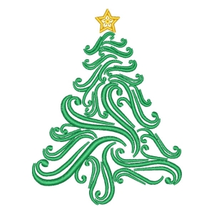 Modern Swirls Christmas Tree Embroidery Design