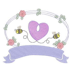 Bees in Frame (Quick Stitch) Embroidery Design
