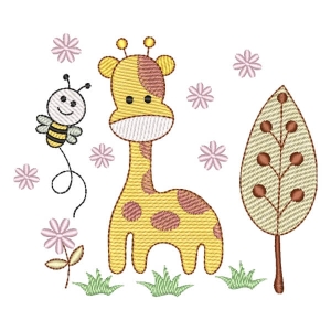 Bee and Giraffe (Quick Stitch) Embroidery Design