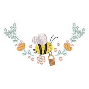 Bee and Flowers (Quick Stitch) Embroidery Design
