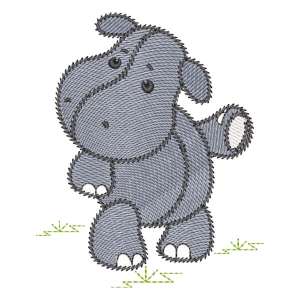 Cute Hipoppotamus (Quick Stitch) Embroidery Design