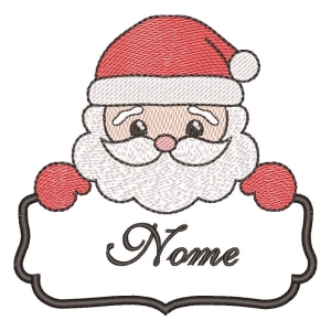 Matriz de bordado Papai Noel com Nome (Pontos Leves e Aplique)