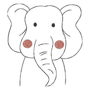 Contour Elephant Embroidery Design