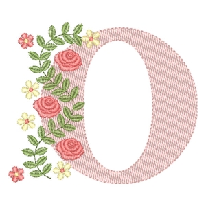 Matriz de bordado Monograma Floral Letra O (Pontos Leves)