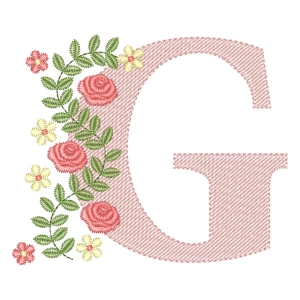 Matriz de bordado Monograma Floral Letra G (Pontos Leves)
