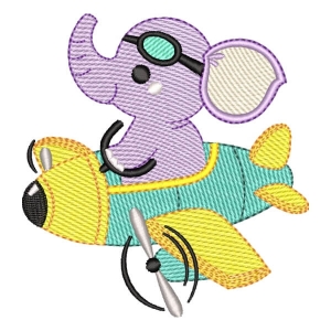 Pilot Elephant (Quick Stitch) Embroidery Design