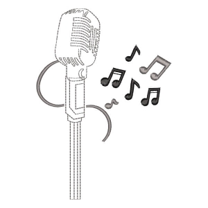 Matriz de bordado Microfone e Notas Musicais