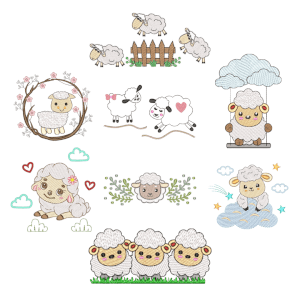 Cute Sheeps (Quick Stitch) Design Pack