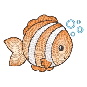 Cute Clown Fish (Quick Stitch) Embroidery Design