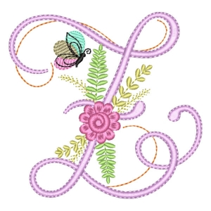 Flower Monogram Letter Z Embroidery Design