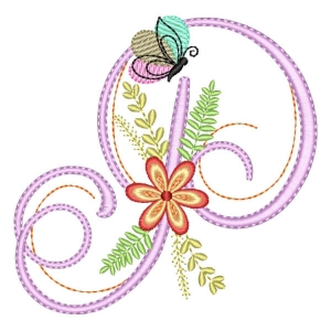 Flower Monogram Letter P Embroidery Design