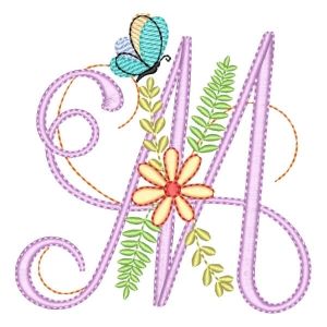 Flower Monogram Letter N Embroidery Design