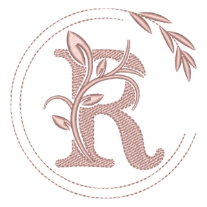 Monogram with Flower Letter R Embroidery Design