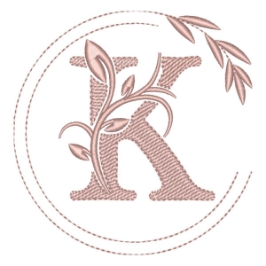 Monogram with Flower Letter K Embroidery Design