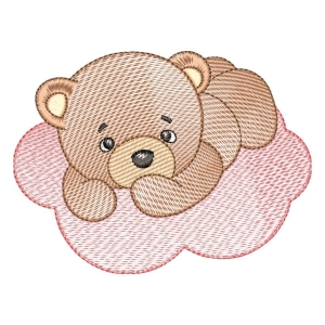 Cute Teddy Bear on Cloud (Quick Stitch) Embroidery Design