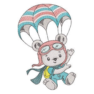Paratrooper Adventurous Teddy Bear (Quick Stitch) Embroidery Design