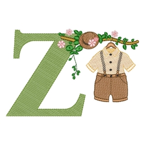 Monogran Letter Z with Baby Clothes (Quick Stitch) Embroidery Design