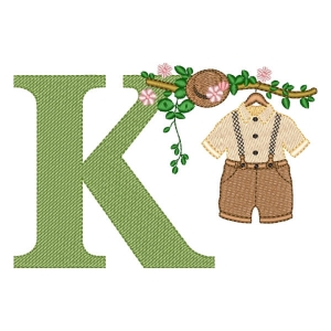 Monogran Letter K with Baby Clothes (Quick Stitch) Embroidery Design
