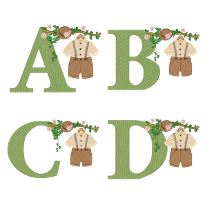 Monogram with Baby Clothes (Quick Stitch) Design Pack