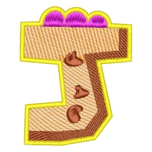 Alphabet Dino Letter J (Quick Stitch) Embroidery Design
