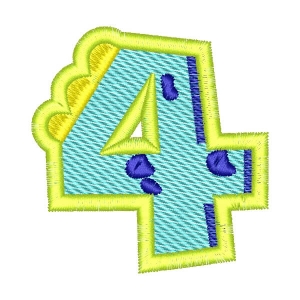 Alphabet Dino Number 4 (Quick Stitch) Embroidery Design