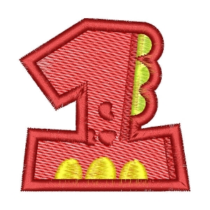 Alphabet Dino Number 1 (Quick Stitch) Embroidery Design