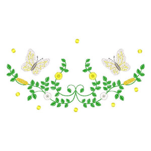 Flower Arrangement with Butterflies Embroidery Design