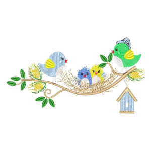 Birds in the Nest Embroidery Design