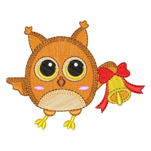 Owl with Bell (Quick Stitch) Embroidery Design