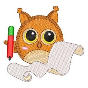 Owl Writing (Quick Stitch) Embroidery Design