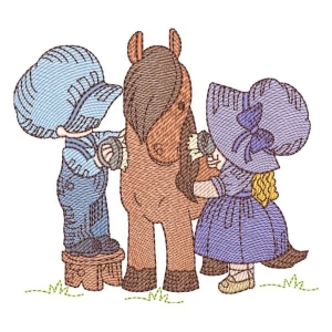 Sunbonnet and Horse (Quick Stitch) Embroidery Design
