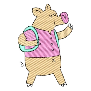 Student Pig (Quick Stitch) Embroidery Design