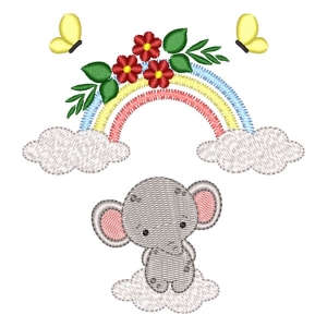 Elephant on Clouds (Quick Stitch) Embroidery Design