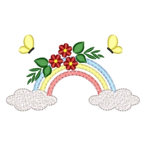 Rainbow on Clouds (Quick Stitch) Embroidery Design