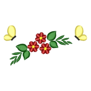 Flowers and Butterfly Embroidery Design