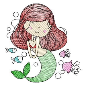 Summer Mermaid (Quick Stitch) Embroidery Design