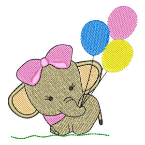 Elephant with Balloons Embroidery Design