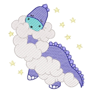Sleepy Dino (Quick Stitch) Embroidery Design