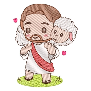 Jesus and Sheep (Quick Stitch) Embroidery Design