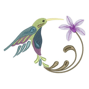 Hummingbird and Orchid Embroidery Design