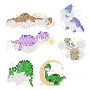 Dinos Time to Sleep (Quick Stitch) Design Pack