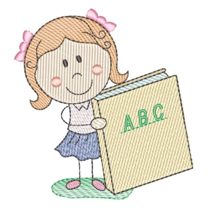 Girl Back to School Embroidery Design