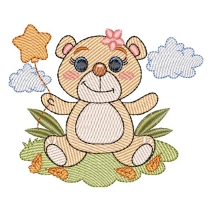 Bear with Star (Quick Stitch) Embroidery Design
