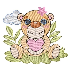 Bear with Hearth (Quick Stitch) Embroidery Design