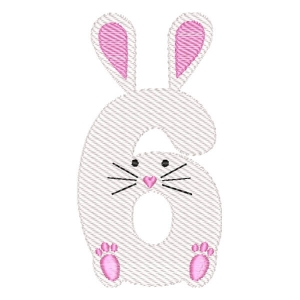 Bunny Alphabet Number 6 (Quick Stitch) Embroidery Design
