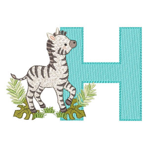 Safari Alphabet Letter H (Quick Stitch) Embroidery Design