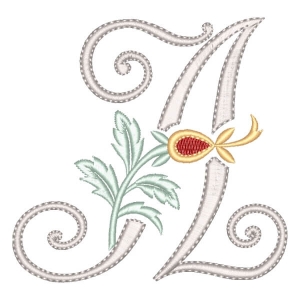 Monogram with Flower Letter A Embroidery Design