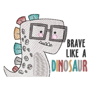 Boho Dino Brave Like a Dinossaur (Quick Stitch) Embroidery Design